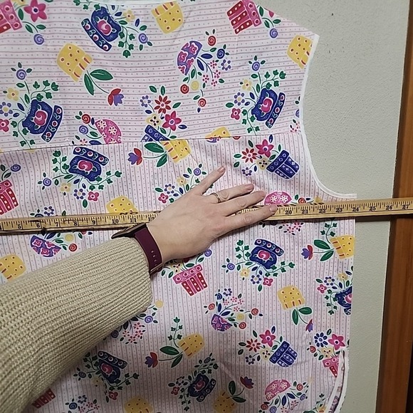 Vintage Tiger Lily Button Floral Vest Spring Sz 2x Lot Snap Bib Smock Cover 5591 - Picture 8 of 10